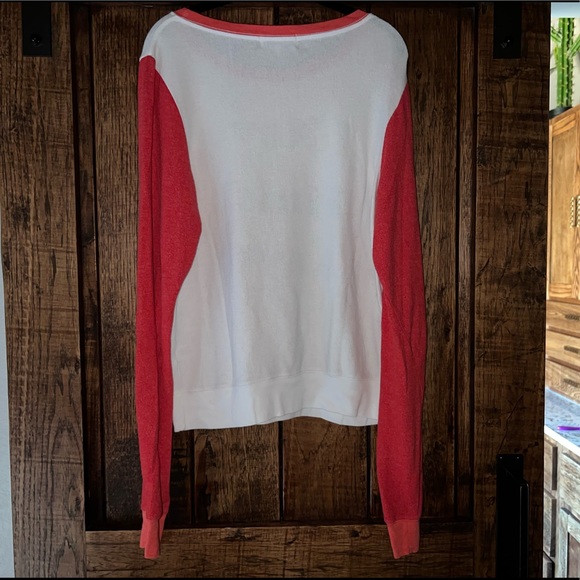 Wildfox I Never Finish Anyth Baggy Beach Jumper in White and Red Size Medium - Picture 3 of 4